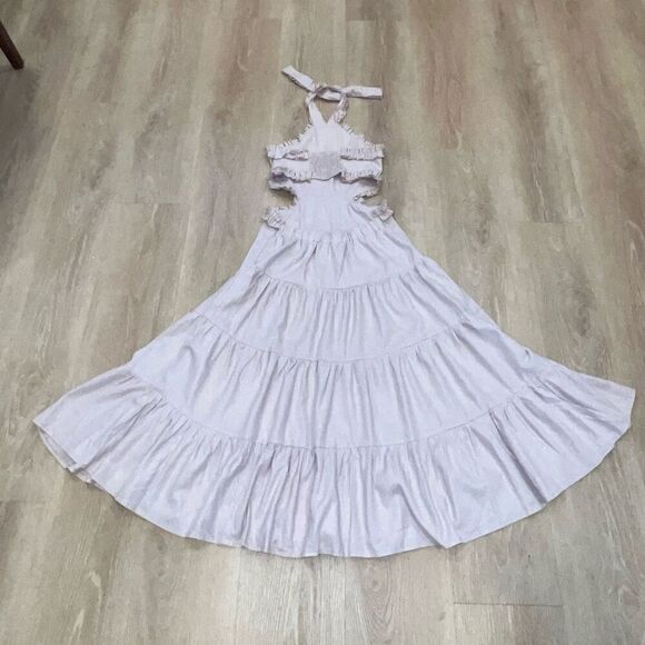 Margo Baridon x Anthropologie Ruffle Accented Halter Tie Maxi Dress, Women’s XS - Picture 12 of 14